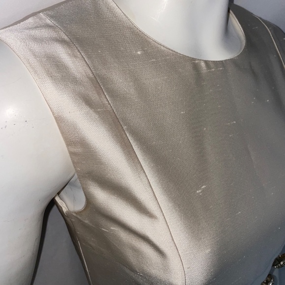 Michael Kors Silk Sleeveless Shift Ivory Dress Embellished Crew Neck Size S - Picture 3 of 8